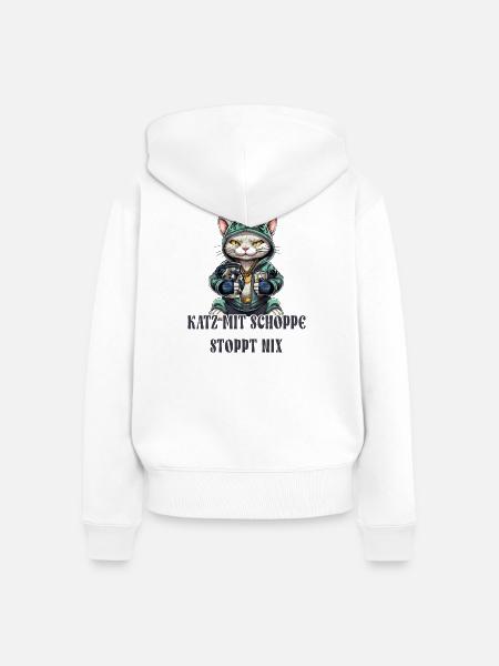 Apfelwein und Katzen Design - Frauen Premium Bio Zip Hoodie - Weiß