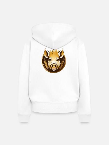 Totem des Wildschweins - Frauen Premium Bio Zip Hoodie - Weiß