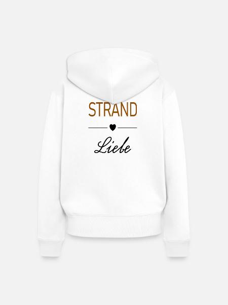 Strand Liebe Herz - Frauen Premium Bio Zip Hoodie - Weiß