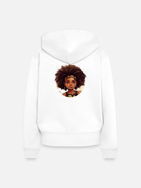 Kraftvolle Afro-Heldin Illustration - Frauen Premium Bio Zip Hoodie - Weiß