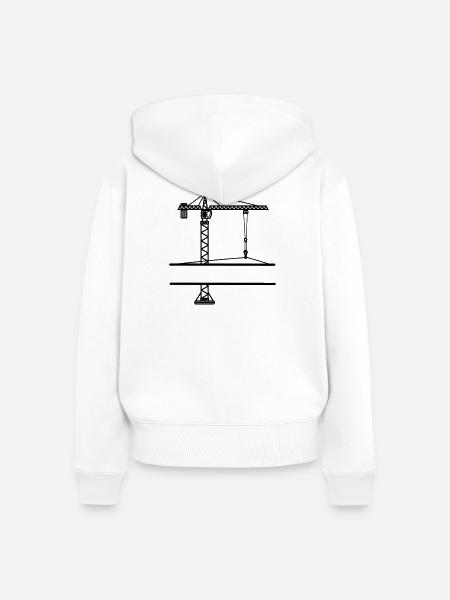 Baukran mit Banner - Frauen Premium Bio Zip Hoodie - Weiß