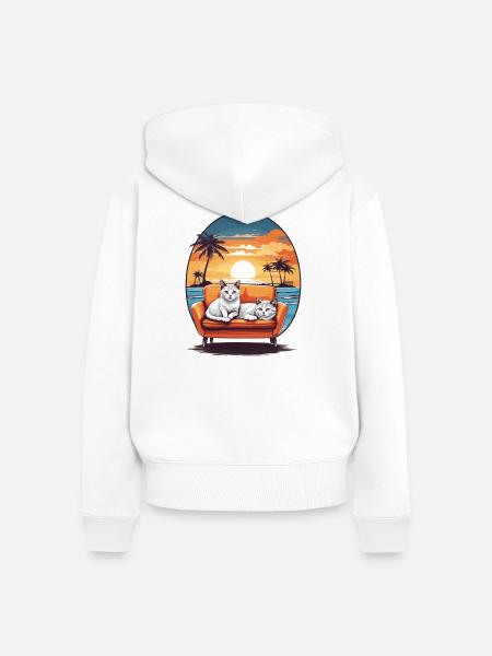 Katzen auf Sofa - Frauen Premium Bio Zip Hoodie - Weiß