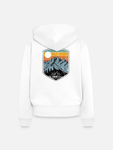 Sunset Mountainbike-Patch - Frauen Premium Bio Zip Hoodie - Weiß