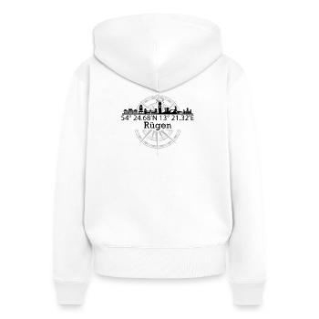 Skyline Rügen - Frauen Premium Bio Zip Hoodie - Weiß - Hinten - AI Model Female 172 light (172cm)