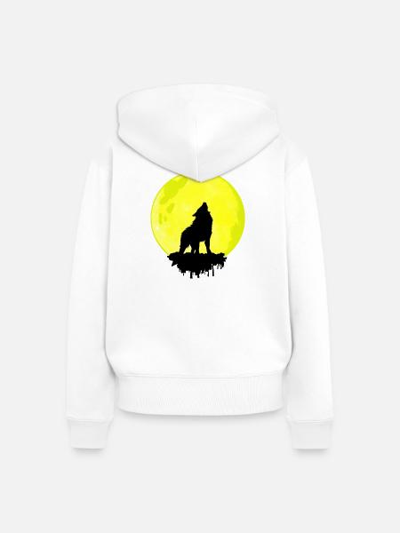 Wolf Moon – Wild Spirit - Frauen Premium Bio Zip Hoodie - Weiß