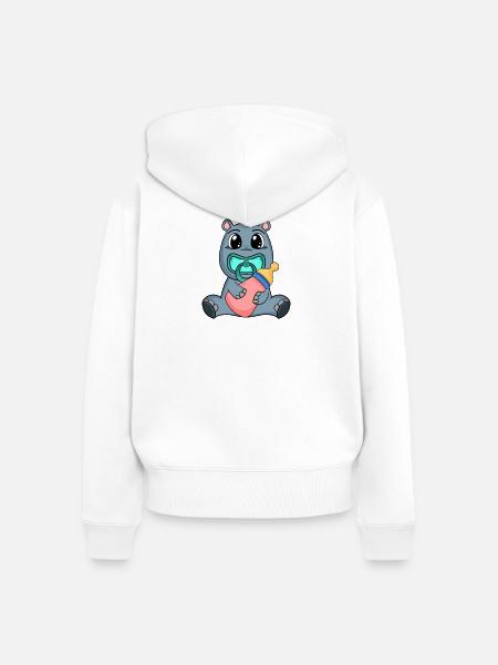 Baby Nilpferd Motiv - Frauen Premium Bio Zip Hoodie - Weiß