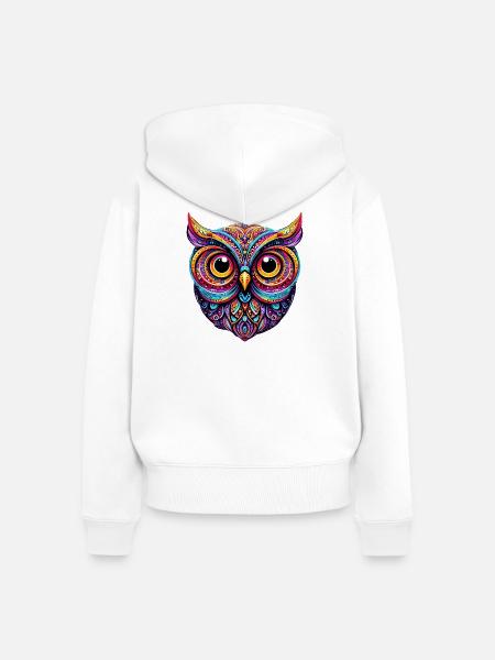 Eule - Frauen Premium Bio Zip Hoodie - Weiß