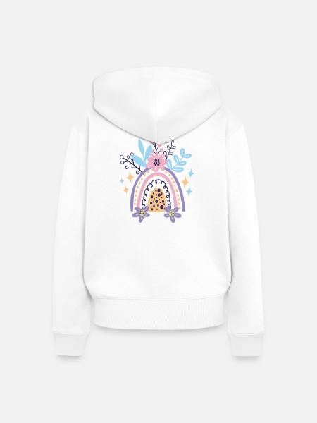 Pastellfarbene Regenbogenblüte - Frauen Premium Bio Zip Hoodie - Weiß