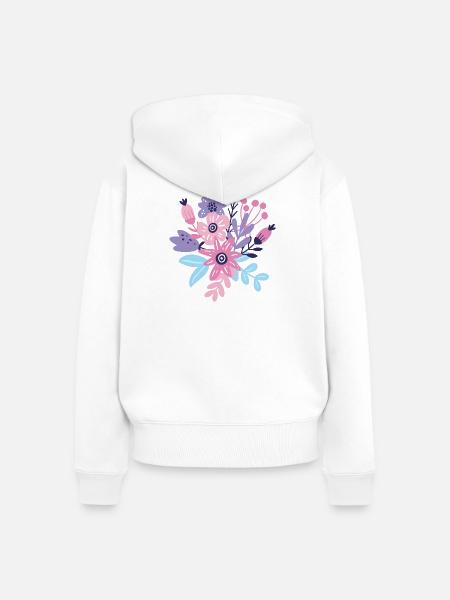 Pastellfarbene Blumenexplosion - Frauen Premium Bio Zip Hoodie - Weiß