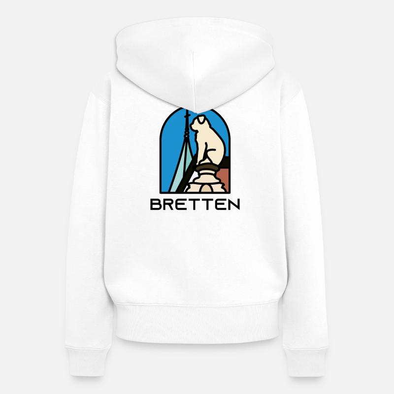 Bretten - Brettener Hundle - Sweat à capuche zippé Premium bio Femme - blanc