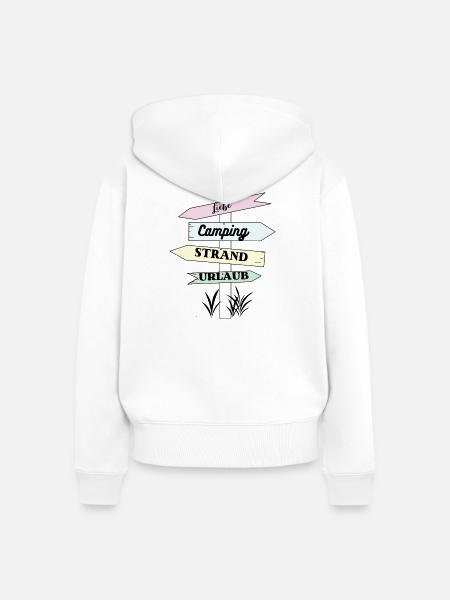Camping Strand Urlaub Liebe - Frauen Premium Bio Zip Hoodie - Weiß
