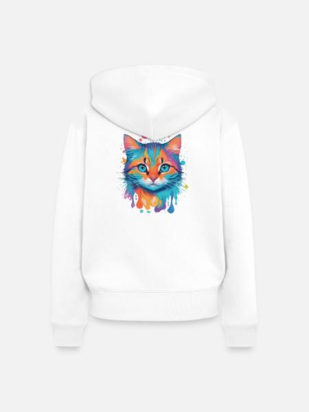 Niedliche Katze - Frauen Premium Bio Zip Hoodie - Weiß