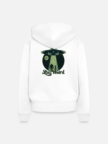 Bleib seltsam - UFO, Alien - Frauen Premium Bio Zip Hoodie - Weiß