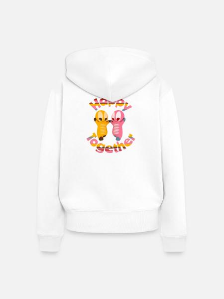 Niedliche Kawaiifiguren - Frauen Premium Bio Zip Hoodie - Weiß