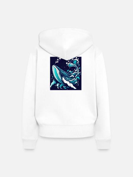 Wal - Frauen Premium Bio Zip Hoodie - Weiß