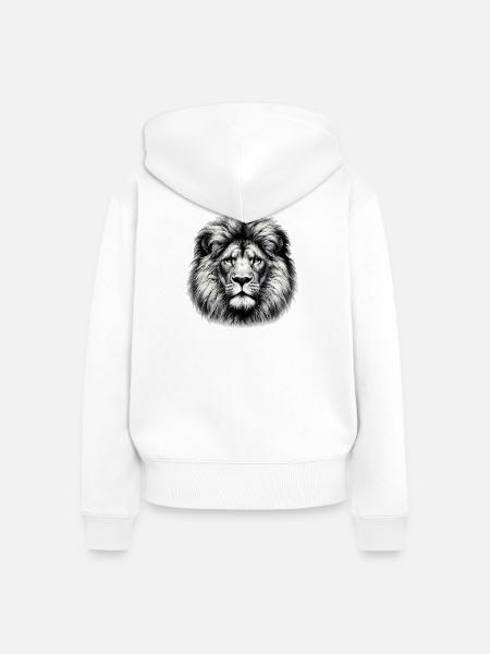 Löwe - Frauen Premium Bio Zip Hoodie - Weiß
