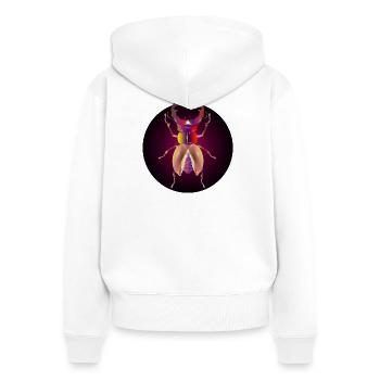 leuchtender Hirschkäfer in rötlichen Farben - Frauen Premium Bio Zip Hoodie - Weiß - Hinten - AI Model Female 172 light (172cm)
