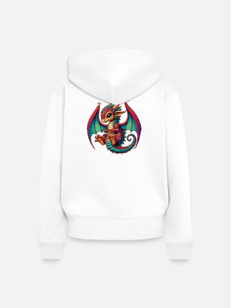 Baby-Drache - Frauen Premium Bio Zip Hoodie - Weiß