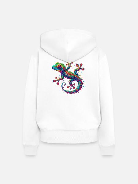Gecko - Frauen Premium Bio Zip Hoodie - Weiß