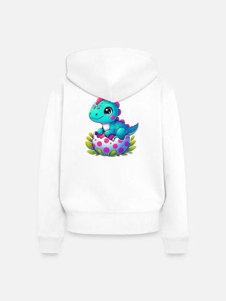 Dinosaurier - Frauen Premium Bio Zip Hoodie - Weiß