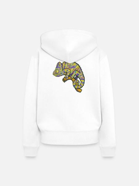 Chamaeleon Exotisch Tier Lustig - Frauen Premium Bio Zip Hoodie - Weiß