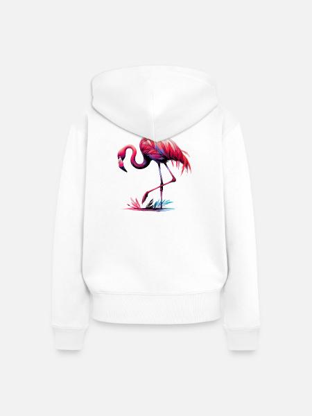 Flamingo - Frauen Premium Bio Zip Hoodie - Weiß