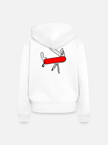 Rotes Überlebensmesser - Frauen Premium Bio Zip Hoodie - Weiß