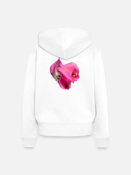 Pink Calla Blütentrio - Frauen Premium Bio Zip Hoodie - Weiß