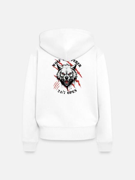 Wolf Flüsterer - Frauen Premium Bio Zip Hoodie - Weiß