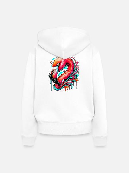 Flamingo - Frauen Premium Bio Zip Hoodie - Weiß