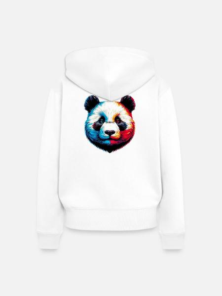 Panda - Frauen Premium Bio Zip Hoodie - Weiß