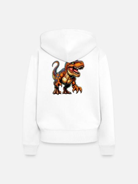 Dinosaurier - Frauen Premium Bio Zip Hoodie - Weiß