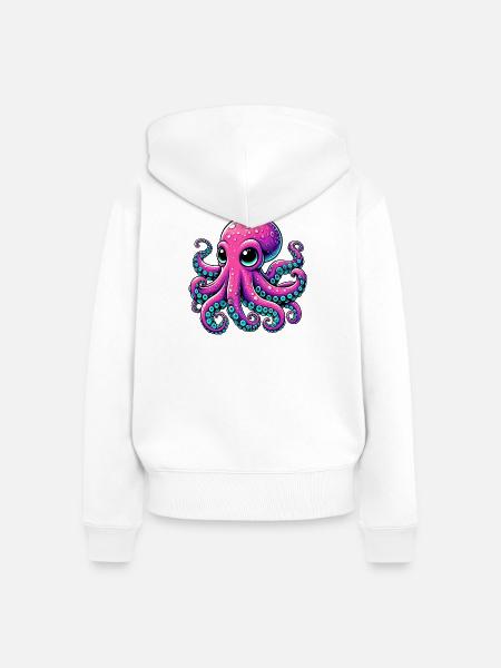 Krake - Frauen Premium Bio Zip Hoodie - Weiß