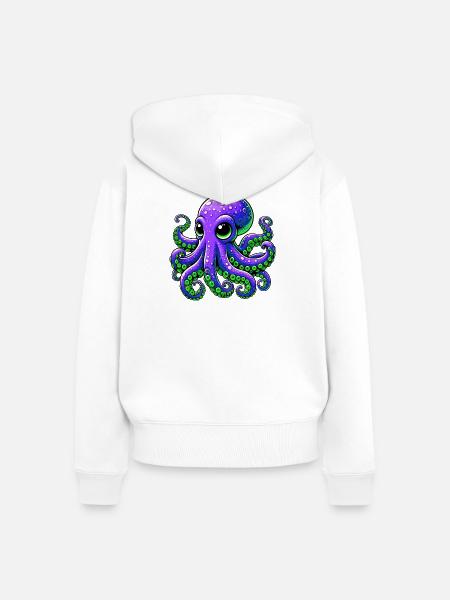 Krake - Frauen Premium Bio Zip Hoodie - Weiß