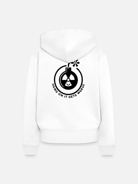 Moment mal, es wird noch schlimmer - Frauen Premium Bio Zip Hoodie - Weiß