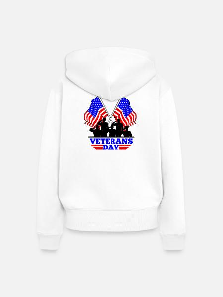USA-Flagge Veterans Day Emblem - Frauen Premium Bio Zip Hoodie - Weiß