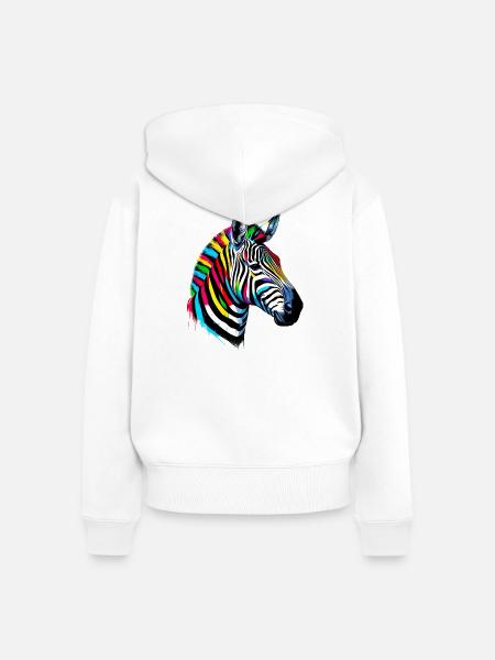 Zebra - Frauen Premium Bio Zip Hoodie - Weiß