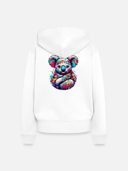 Koala - Frauen Premium Bio Zip Hoodie - Weiß