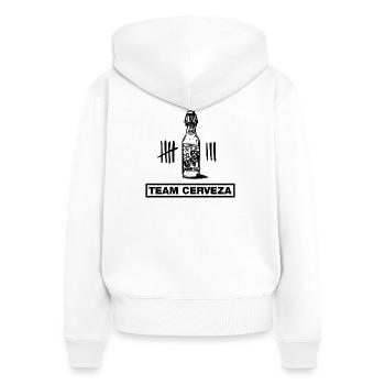 Bier, Beer, Cerveza (JGA-Team-Design) - Frauen Premium Bio Zip Hoodie - Weiß - Hinten - AI Model Female 172 light (172cm)