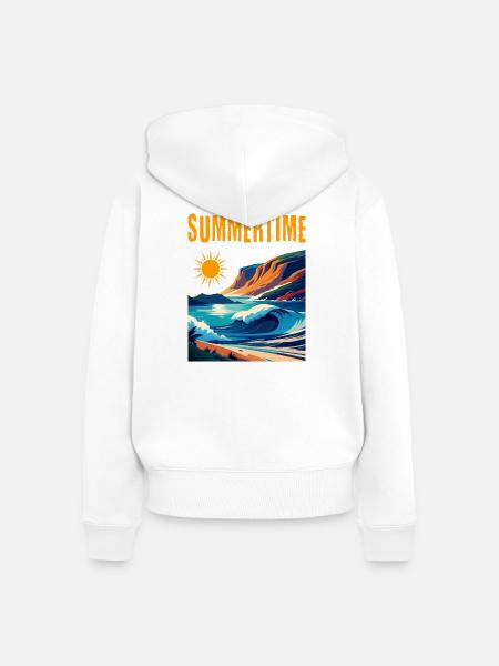 Summertime - schönes Sommerdesign - Frauen Premium Bio Zip Hoodie - Weiß