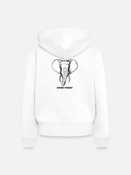 Elefant - Never forget - Frauen Premium Bio Zip Hoodie - Weiß