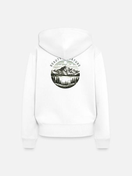 Berge Jahrgang - Frauen Premium Bio Zip Hoodie - Weiß