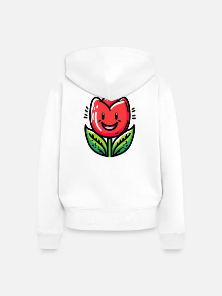 Tulpe - Frauen Premium Bio Zip Hoodie - Weiß