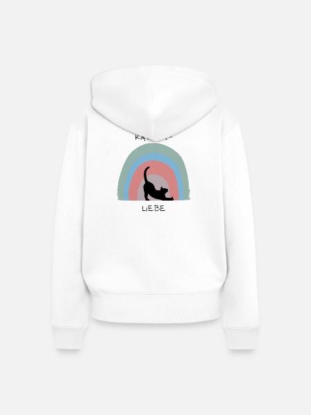 Katzenliebe - Frauen Premium Bio Zip Hoodie - Weiß