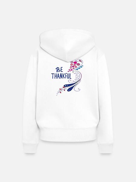 be thankful - Frauen Premium Bio Zip Hoodie - Weiß