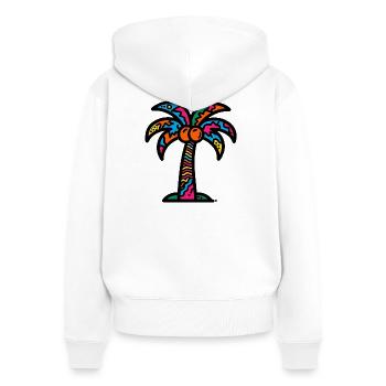 Palme - Frauen Premium Bio Zip Hoodie - Weiß - Hinten - AI Model Female 172 light (172cm)