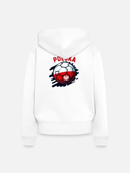 Polnischer Fußball - Frauen Premium Bio Zip Hoodie - Weiß