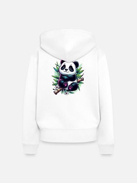 Panda - Frauen Premium Bio Zip Hoodie - Weiß