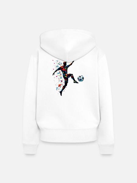 dynamischer Fußballspieler spielt Fußball - Frauen Premium Bio Zip Hoodie - Weiß