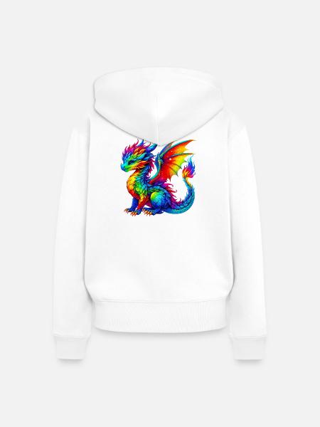 Drache - Frauen Premium Bio Zip Hoodie - Weiß